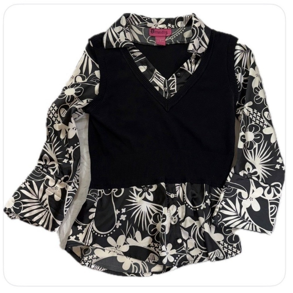 Demanding Say What Women Silk Blend Layered Sweater Size S Academia Y2K Twee